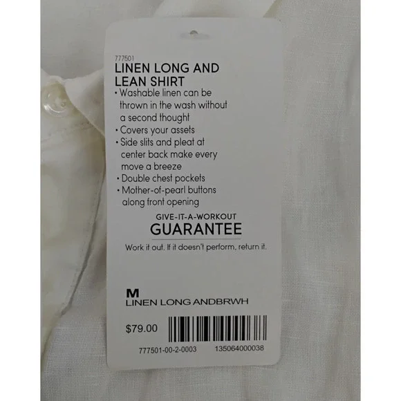 Athleta Linen Long and Lean Shirt Women's M White NWT #J5329 - Picture 8 of 15